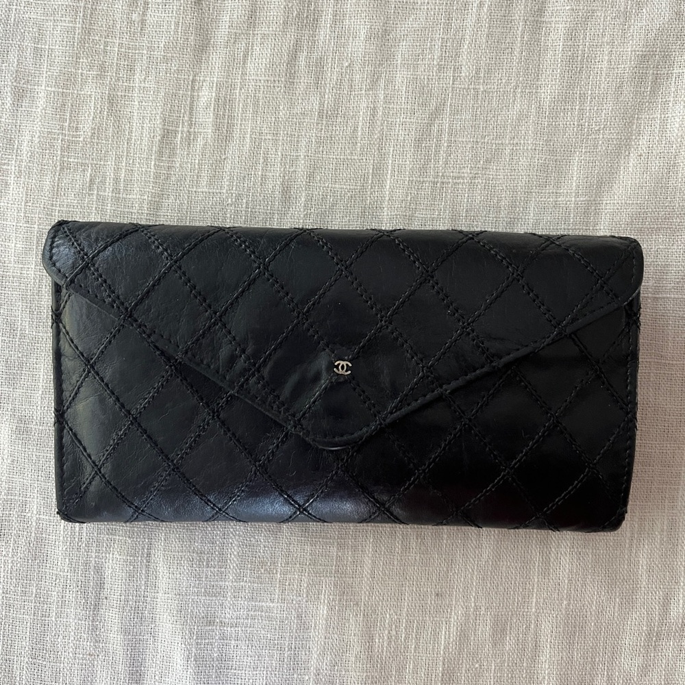 Vintage Chanel Black Quilted Women's Wallet